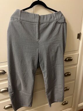 Lane Bryant Black and White Pinstripe Cropped Pants